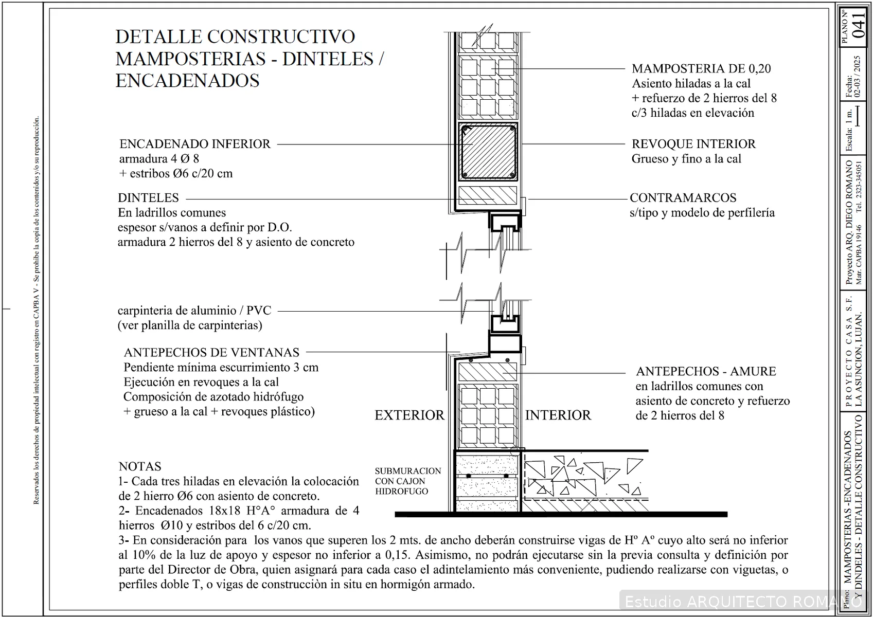 Detalle constructivo de mamposterías